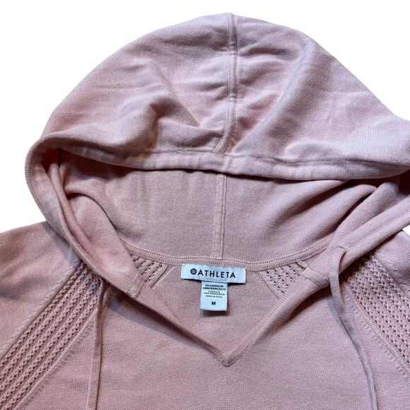 Athleta Evergreen Sweater Medium Light Pink Hooded Pullover - Picture 1 of 6